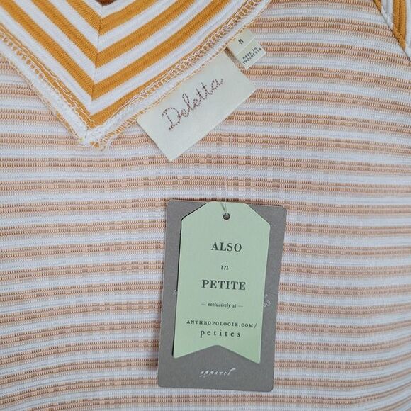 Anthropologie Deletta Size M Isa Tank Top Sleeveless Cut Out Back Striped Orange - Picture 12 of 12